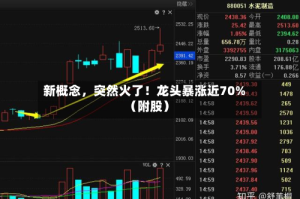 新概念，突然火了！龙头暴涨近70%（附股）