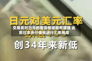 交易员对日元的看涨情绪略有增强 此前日本央行据报进行汇率摸底