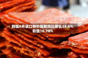 韩国8月进口物价指数同比增长15.6% 前值18.70%