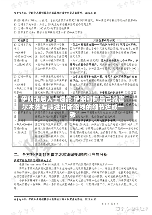 伊朗消息人士透露 伊朗和阿曼已就霍尔木兹海峡进出新路线的细节达成一致-第1张图片