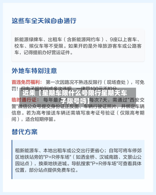 近来【星期车限什么号限行星期天车子限号吗】-第3张图片
