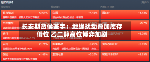 长安期货侯荃宇:地缘扰动叠加库存低位 乙二醇高位博弈加剧-第1张图片