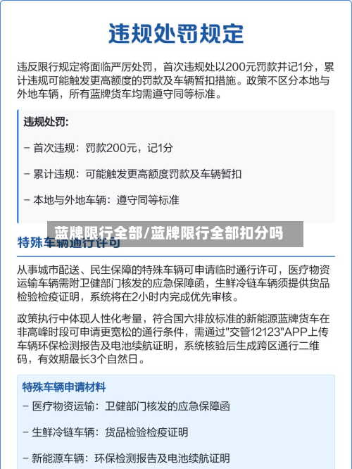 蓝牌限行全部/蓝牌限行全部扣分吗-第1张图片