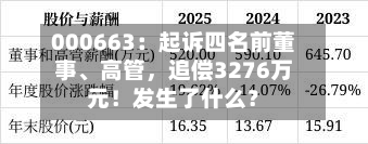 000663：起诉四名前董事	、高管	，追偿3276万元！发生了什么？-第1张图片